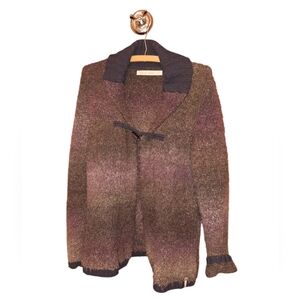 Woolrich  Large Wool Blend Cardigan Sweater NUBBY CARPET STYLE MULTICOLOR Boho